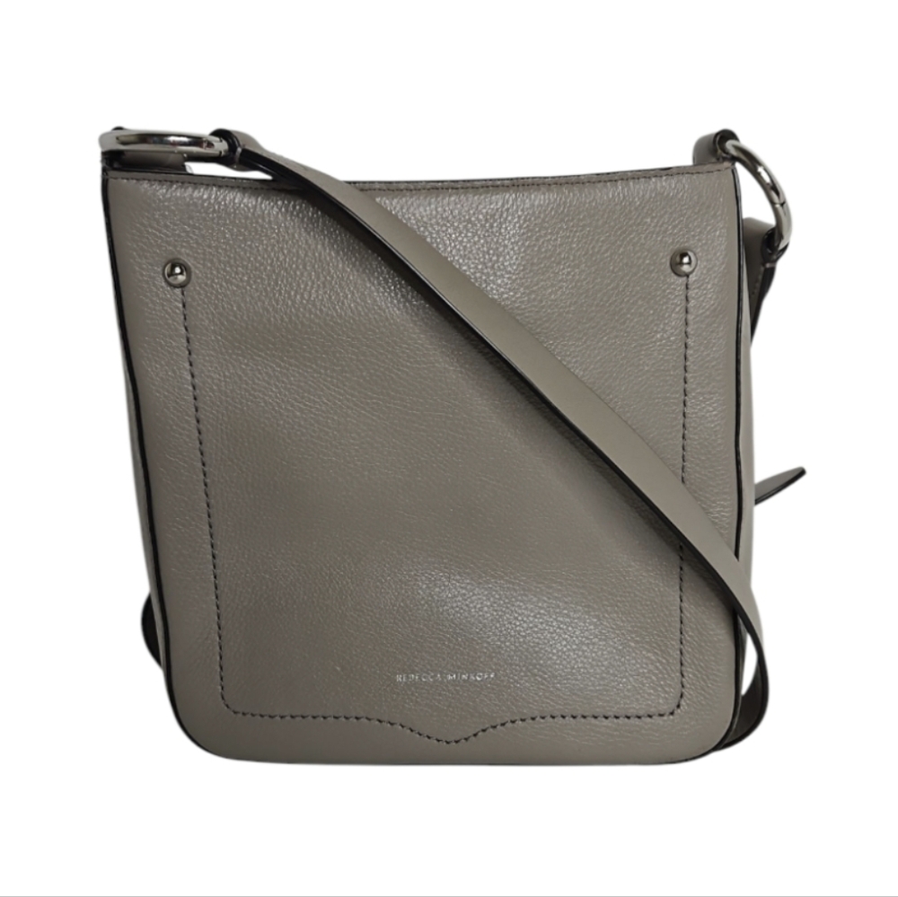 Rebecca Minkoff Jody Leather Feed Bag Crossbody Taupe - Picture 1 of 14